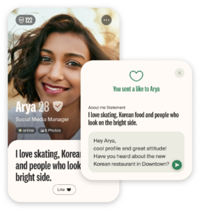 Example first message and like Indian single profile