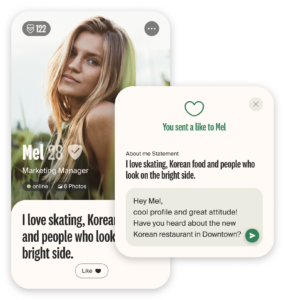 Example message and like professional dating profile